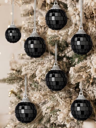 Mini Disco Balls Hanging Ornaments - Black, 24 Pack, 1.57 Inch
