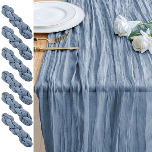Dusty Blue Cheesecloth Table Runner 10FT 6 Pack Boho Gauze Linen for Weddings