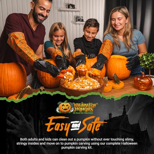 Kids Pumpkin Carving Kit with Scraper Glove - Mess-Free Halloween Guts Removal