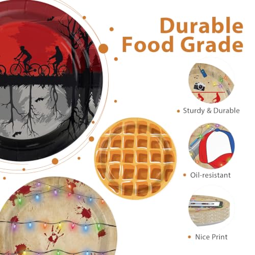 Retro Strange Features Plates - 60Pcs Spooky Rustic Alphabet 9 Inch Paper Plates