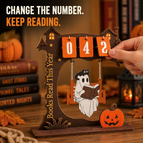 Spooky Ghost Reading Books Book Tracker Sign - Halloween Reading Decor