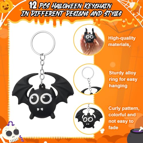 Halloween Cosmetic Bags & Keychains Set - Pumpkin Ghost Bat Zombie Design
