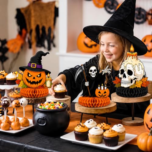 Halloween Honeycomb Centerpieces Set - 12 Party Table Decorations