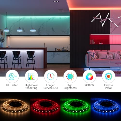 RGBW LED Light Strip 16.4ft IP67 Waterproof Warm White & RGB+White Variations