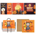 Set of 4 Absorbent Ceramic Drink Coasters with Black Holder and Cork Base - Halloween Decor
