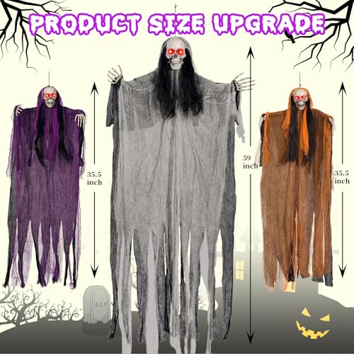 Lighted Skeleton Ghost Halloween Decorations Set - Indoor Outdoor Spooky Decor