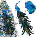 Peacock Christmas Tree Ornaments - 2 Pack Glitter Feather Bird Decorations for Xmas Tree & Holiday Decor - Variation 2