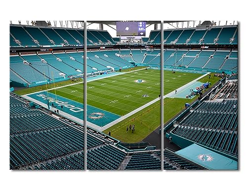 Miami Hard Rock Stadium Canvas Wall Art - 3 Panels, 28x14 Inch Each - Stadium Football Decor for Living Room & Bedroom - Variation 12