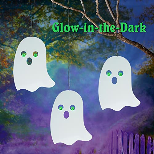 Halloween Glow-in-The-Dark Hanging Ghosts Decor Set - Elf Variation, Waterproof Outdoor Ghost Silhouettes, Spooky Yard Decorations