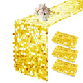 Golden Yellow Sequin Table Runner Set - 3 Pack 12 x 108 Inch for Wedding Party