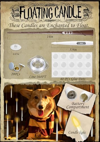 Warm White Floating Candles with Wand - Halloween Decor 20 PCs