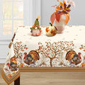 Turkey & Pumpkin Harvest Fall Thanksgiving Tablecloth - 120x60 Inches, Waterproof, Rectangular - Virtumob