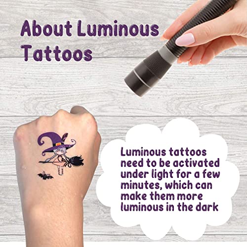 Glow Halloween Temporary Tattoos - 10 Sheets Kids Party Favors & Decorations