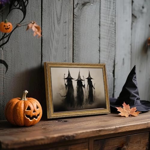 Gothic Wall Art - Three Witches Halloween Canvas 8x10 in - Variation of Gothic