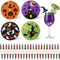 Halloween Cocktail Umbrellas Set - 100 Pcs Bat & Witch Design, 4 Inch Party Picks
