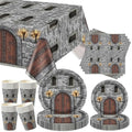 Medieval Party Dinner Plates Cups Napkins Tableware Set for 20 - Castle Stone Wall Decor