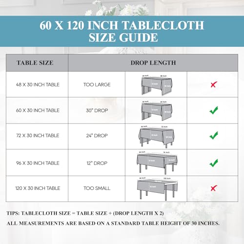 VidaFete Classic Series 2 Pack 60x120 Inch Sage Green Rectangular Tablecloth - Indoor Outdoor Use