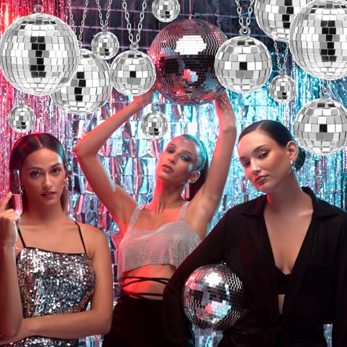 Mini Silver Disco Balls Set - 70 Pieces with 5 Sizes for 70s Party & Event Decor