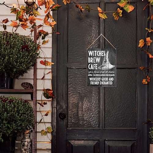Halloween Witches Wall Art Decor Hanging Sign for Gothic Home & Cafe