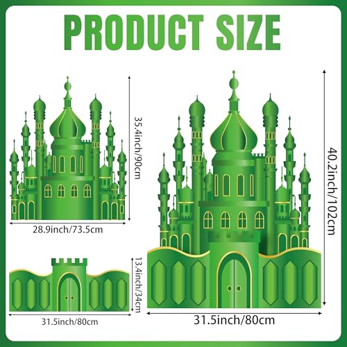 Large Emerald Green Castle Cardboard Cutout for Halloween & Party Decorations - 3.3ft Stand Up Photo Backdrop