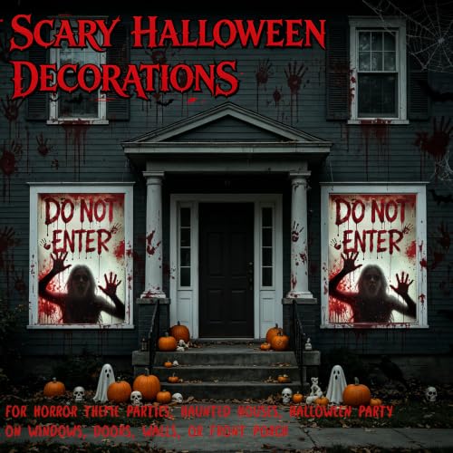 Red Bloody Halloween Window Cover - Creepy Haunted House Decor, 47.2 x 31.5 Inch, 2 Pack