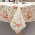 Red Rose Floral Rectangle Tablecloth 60 x 84 Inch Waterproof Spill-Proof for Kitchen & Dining - Clr 110