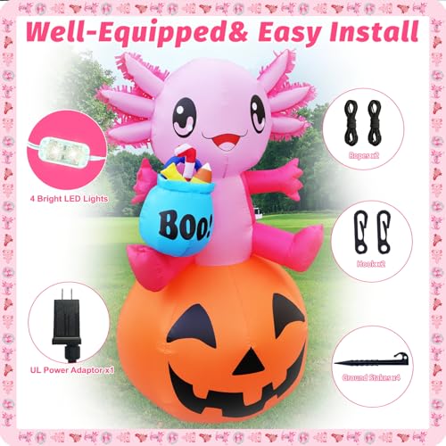 Outdoor Halloween Inflatable Axolotl Pumpkin with LED Lights - 5.2FT Yard Decor - Variation of THIS Listing