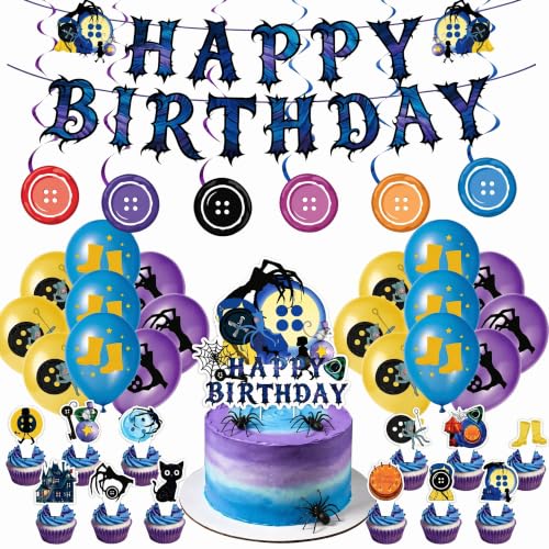 Halloween Birthday Party Decorations Set with Banner Balloons Cake Toppers Spooky Theme