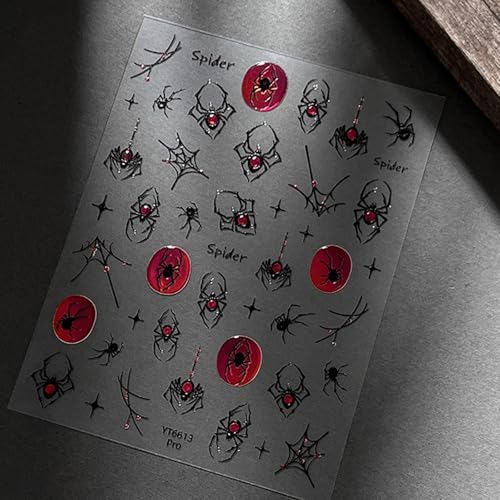 Halloween Spider Web Nail Stickers - 5D Embossed Manicure Decals for Women - Spider Web Design Variation