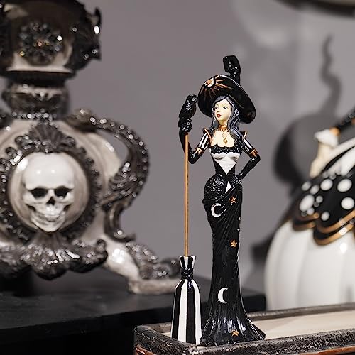 Halloween Fairyland Witch & Sugar Skull Couple Figurines - Dia De Los Muertos Decor