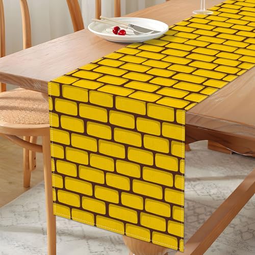 Yellow Brick Road Table Runner 13x90 Inches Halloween Wizard Party Decorations
