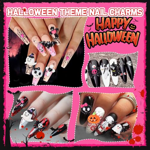 Halloween Resin Nail Charms Set - 100 Mix Cute Flatback Nail Art Decorations