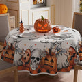Halloween Spooky Pumpkin Round Tablecloth 70x70 Inch - Seasonal Decor