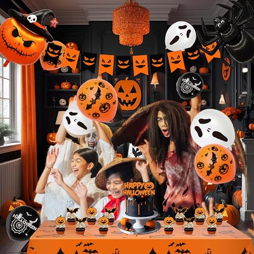 Halloween Party Decorations Kit 54 Pieces Foil Banners Balloons & Spooky Elements