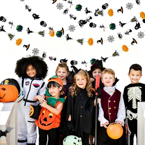 Black Ghost Witch Bat Spider Halloween Garlands - Pre-Strung 4 Pack