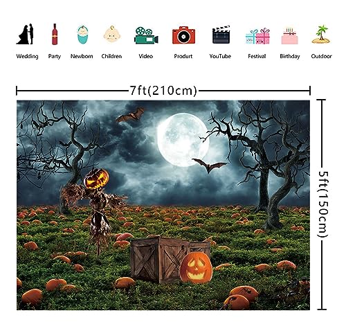 Halloween Photography Backdrop 7x5ft Spooky Pumpkin Party Banner