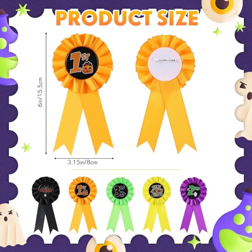 Halloween Award Ribbons Set - 15pcs Prize Ribbons for Costume Contests