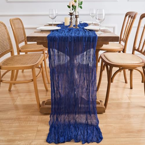 Royal Blue Cheesecloth Table Runners 6 Pack - 10FT Boho Wedding Party Decor