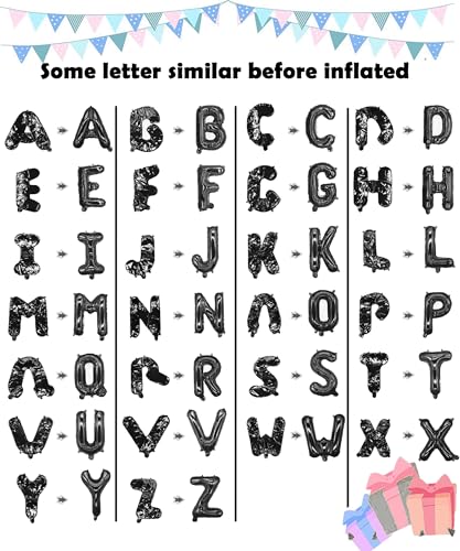 16 Inch Black Foil Letter Balloons Set - Alphabet A-Z for Wedding & Party Decorations