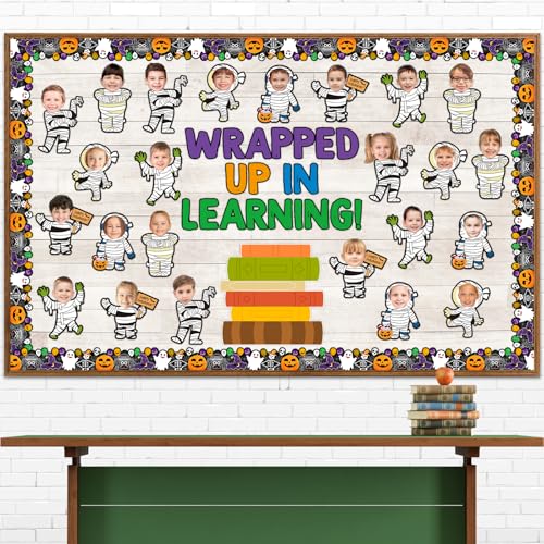 White Mummy Halloween Bulletin Board Cutouts with Photo Space - 36 Pack