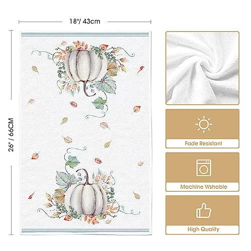 Blue Stripes Pumpkin Fall Kitchen Towels Set of 4 18x26 Inches - Artoid Mode