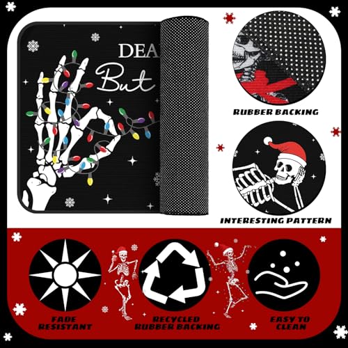 Christmas Skeleton Kitchen Rugs Set - Non Slip Halloween Decor Mats, 3 Sizes