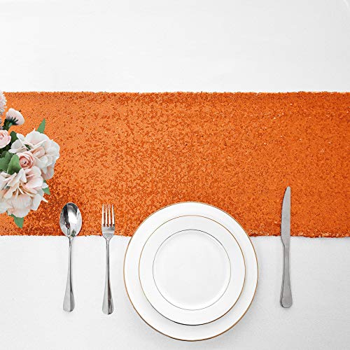 Orange Sequin Table Runner 12 x 72 Inches - Pack of 6, Party Decor