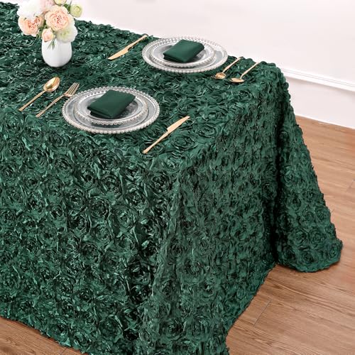 Dark Green Rosette Satin Tablecloth 60 x 102 Inch Wedding Overlay - Variation of THIS listing