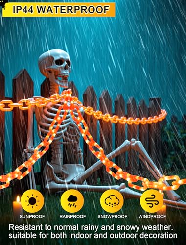 Orange Solar Halloween String Lights - 175 LED 10.5 FT with Remote & Timer
