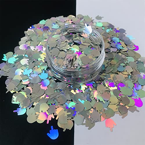 Glitter Middle Finger Gestures Nail Art Decoration - 10g Pack - Variation LB100