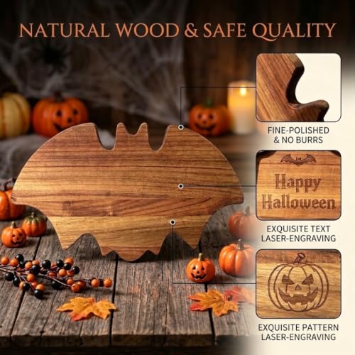 Halloween Bat Wooden Charcuterie Board - Themed Serving Tray for Parties