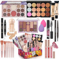Red Medium Makeup Kit for Women Teens Full Set with Eyeshadow Foundation & Brushes