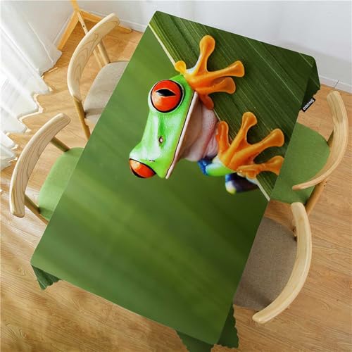 Tree Frog Tablecloth 52x70 Inch Rectangular Tropical Leaves Animal Decor