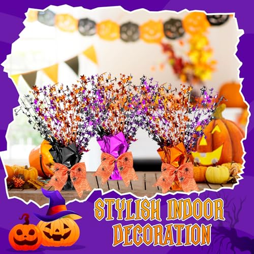 Halloween Table Centerpiece Decorations Set - Black, Orange, Purple, 6 Pieces